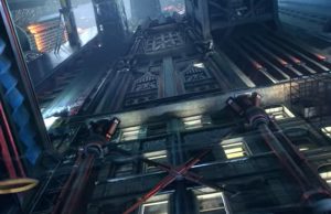 Nachbau in Minecraft: Eine Cyberpunk 2077-Szene im Klötzchenstil